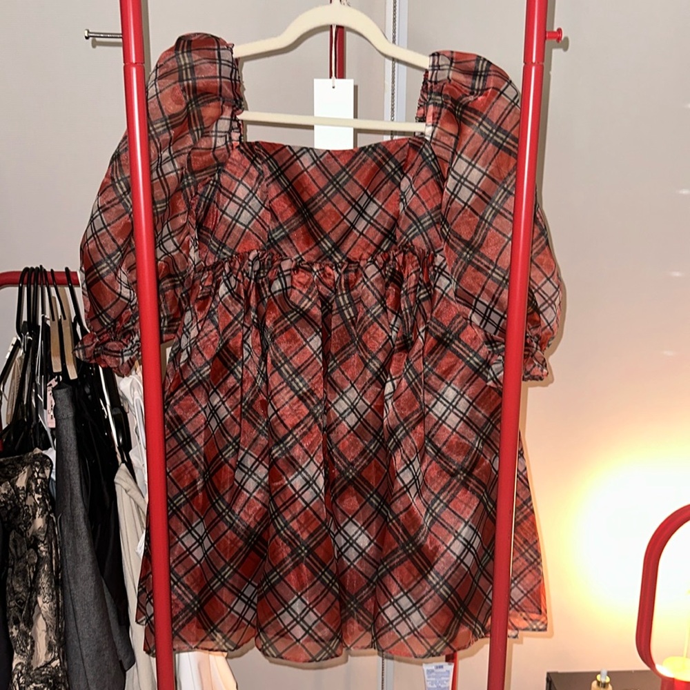 Selkie Red and black plaid dress